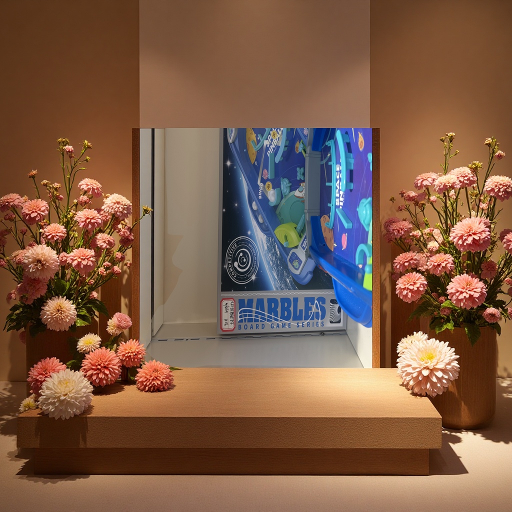 太空主题桌面弹珠机儿童玩具适合5岁以上蓝色彩色障碍趣味十足产品图