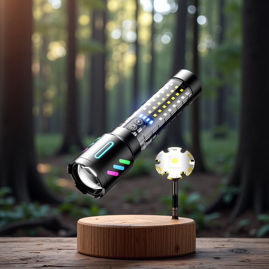 Strong light charging, long battery life, warning, zoom, long-range laser, Thunderbolt, camping flashlight, lighting fixture, dedicated for lighting