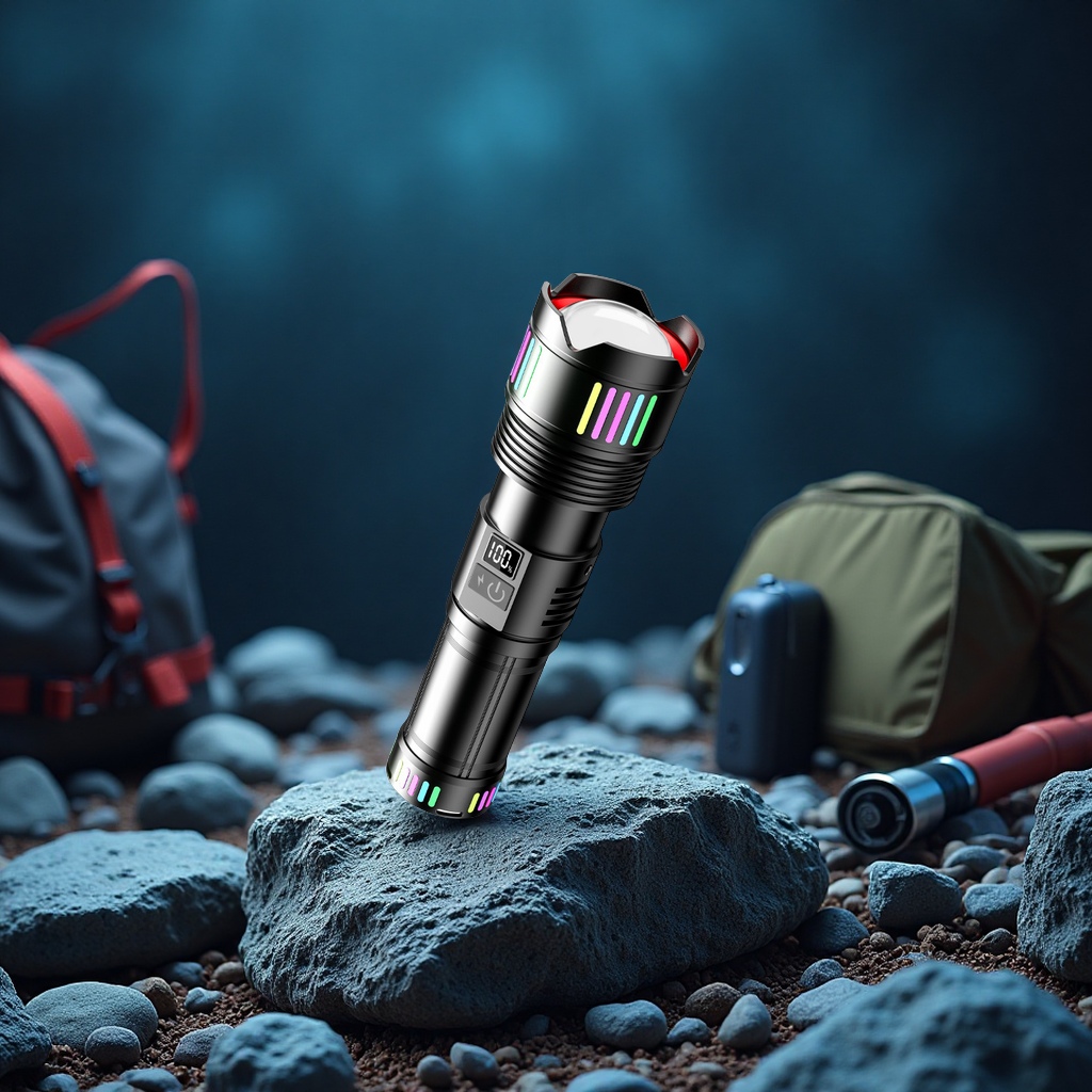 White laser high-intensity flashlight, high-power long-lasting camping outdoor long-range aluminum alloy digital display lighting fixture, special laser lamp details Picture