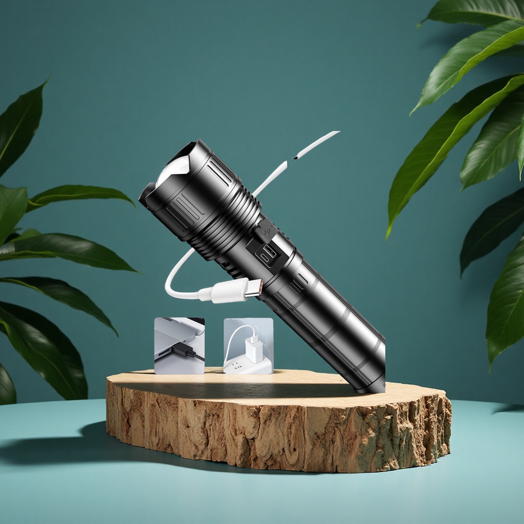 The new cross-border telescopic zoom flashlight with high power, long battery life, strong light and long-range radiation is a special lighting tool for users to hold external lighting fixtures and laser lamps details Picture