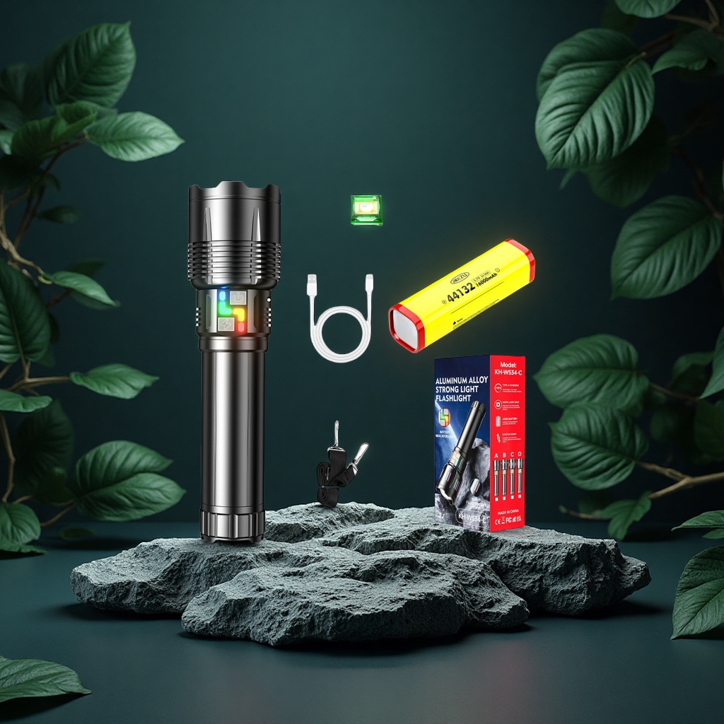 Cross-border high-power aluminum alloy telescopic zoom flashlight, outdoor adventure, long-lasting portable lighting fixture, laser lamp specially designed Application Scenario