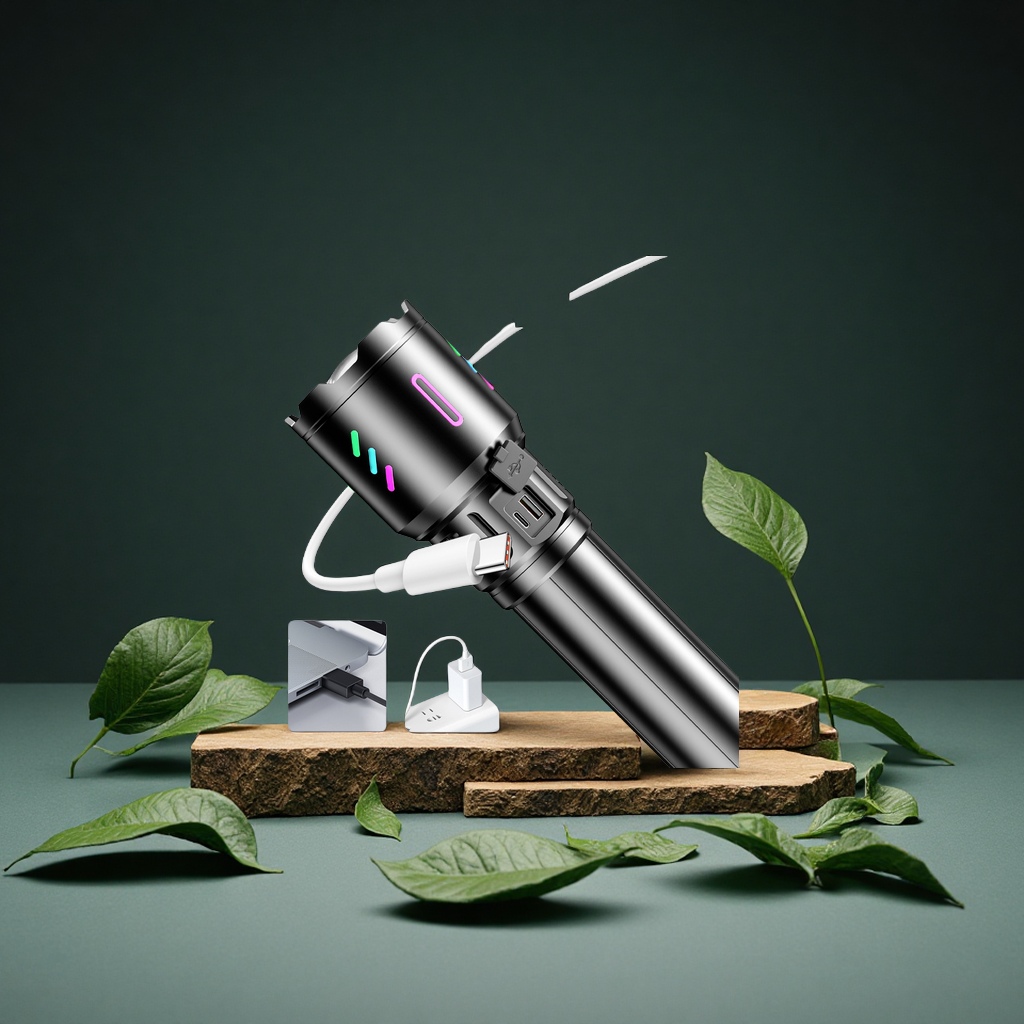 Cross-border high-intensity flashlight, long-lasting high-power explosive multi-functional laser cannon, white long-range outdoor lighting fixture details Picture