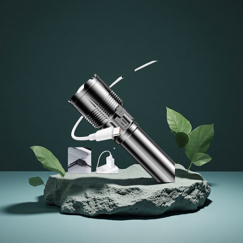 Customized aluminum alloy high-intensity flashlight, long-lasting telescopic zoom, patrol multi-functional lighting, special laser lamp for lighting fixtures details Picture