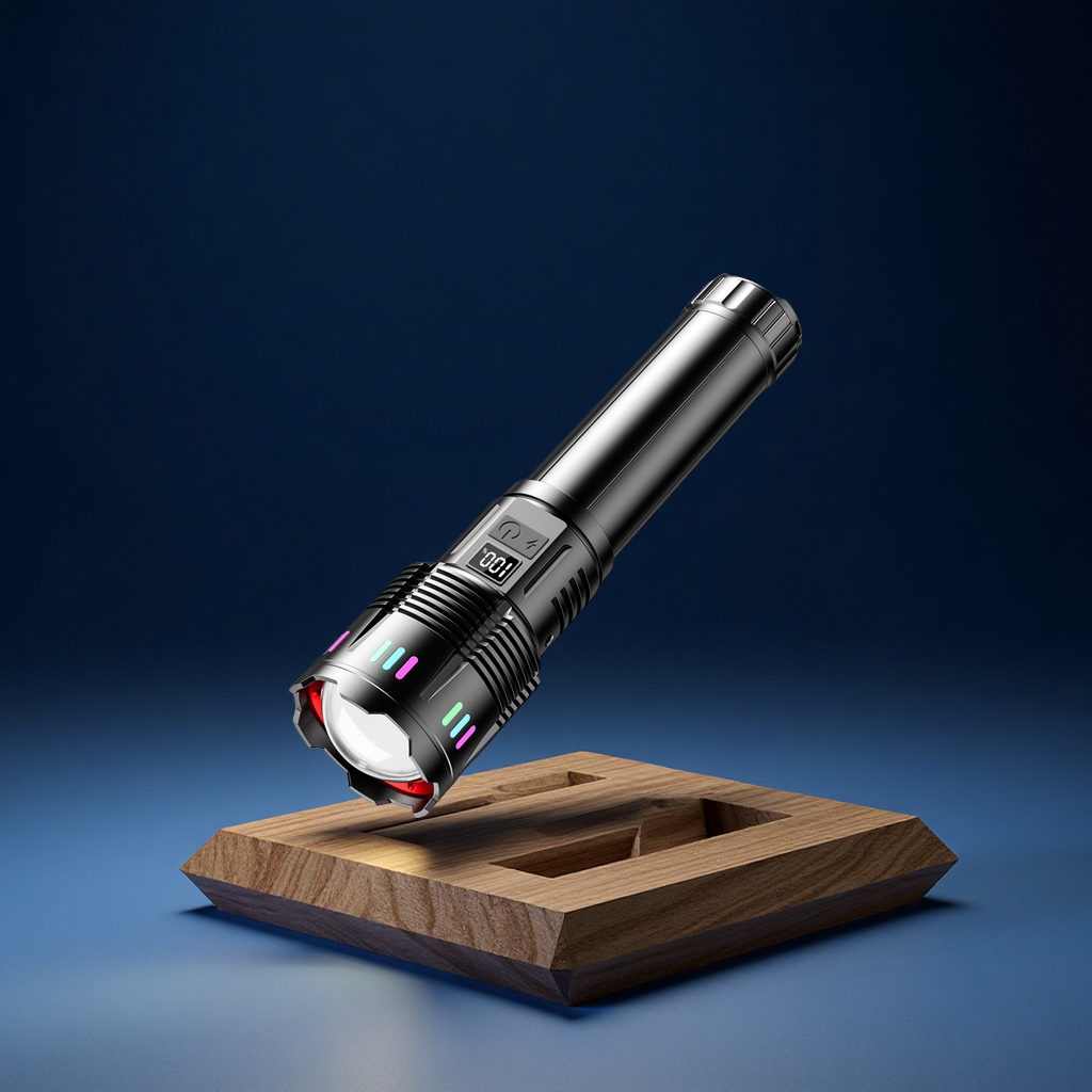 Cross-border flashlight, digital display, hidden charging, long battery life, high lumen, telescopic zoom, special laser lamp for lighting fixtures