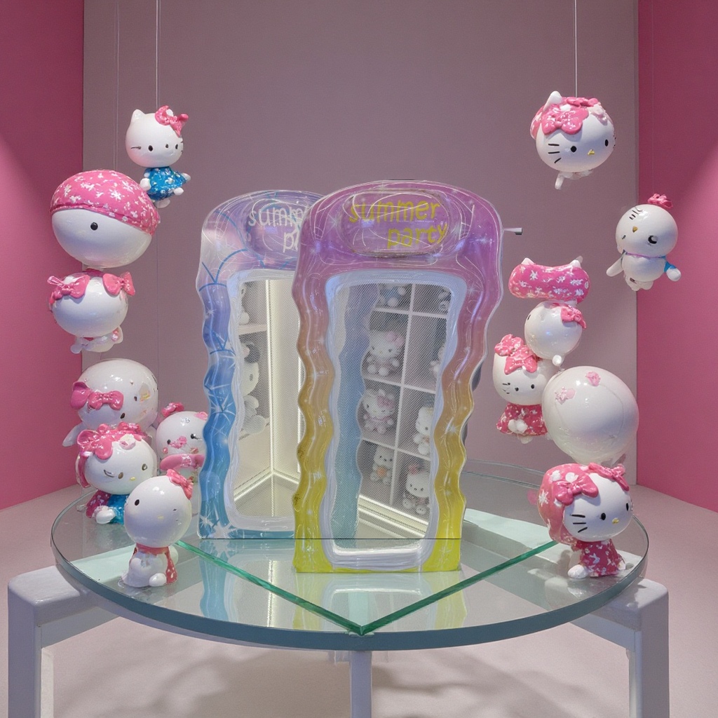 正版hellokitty毛绒玩偶哈喽kt凯蒂猫娃娃送女生生日礼物日用百货卫浴化妆镜