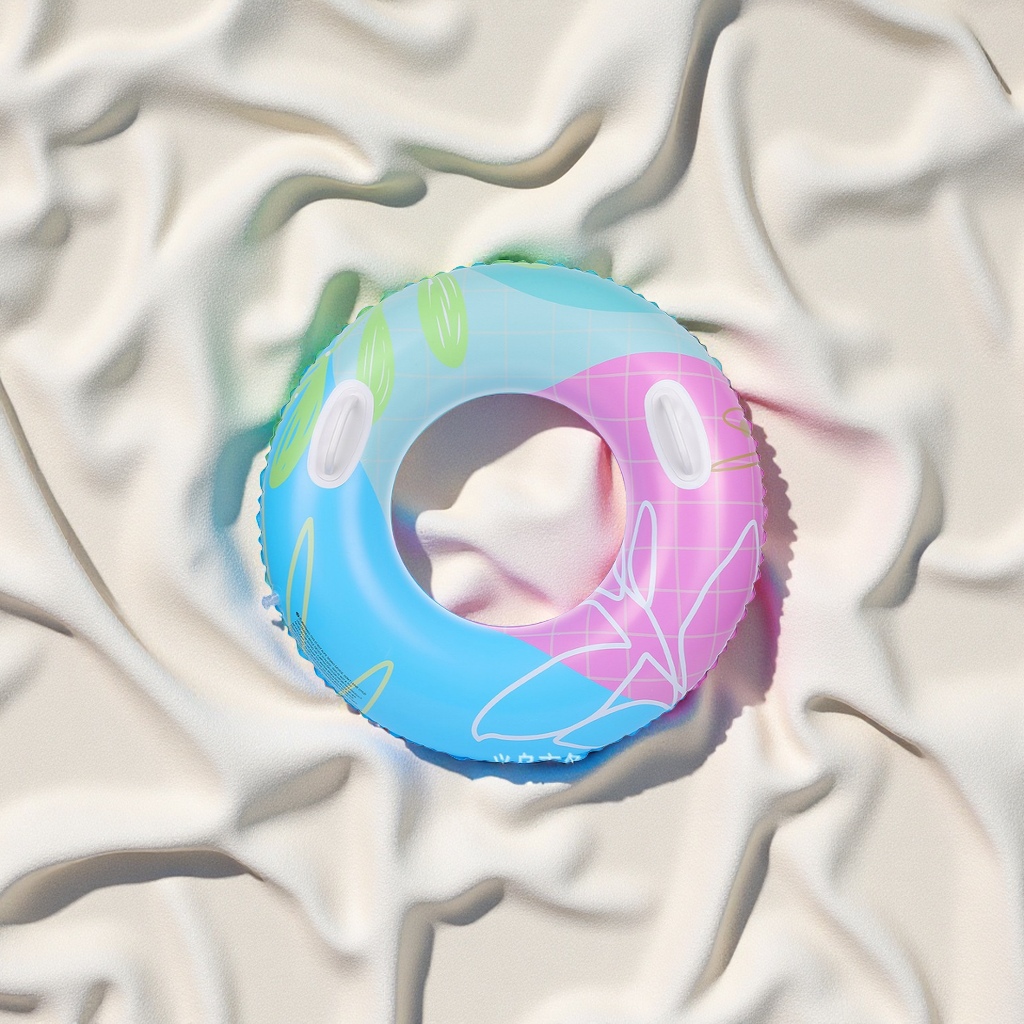 跨境批发现货成人加大加厚带把手PVC充气游泳圈腋下圈运动户外泳圈