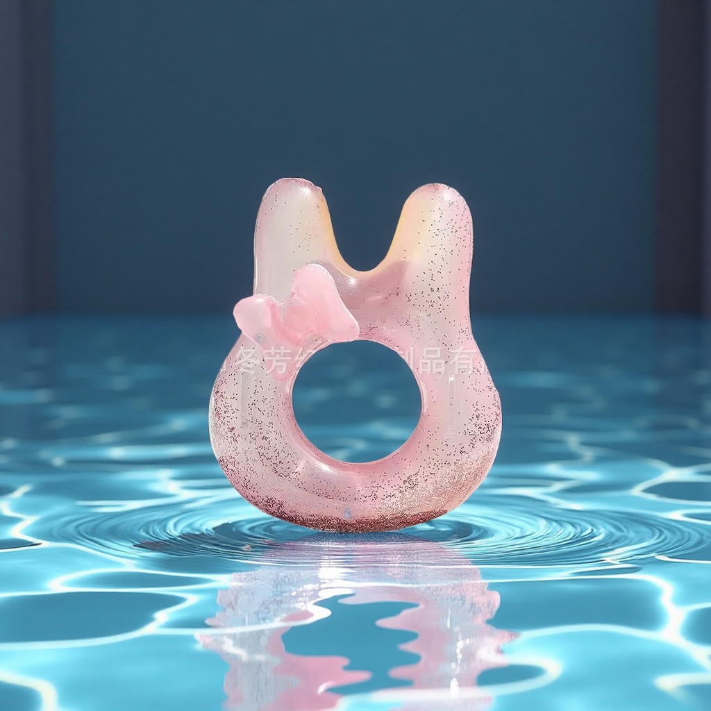厂家直供新款小猫兔子小鼠游泳圈五星海星水圈充气水上扶手泳圈母婴用品牙胶儿童玩具