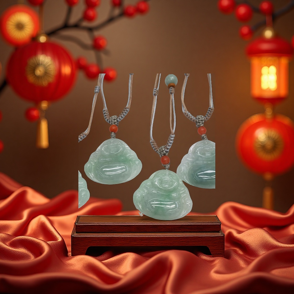 缅甸玉佛公吊坠项链，有色有水头，规格30.8/6毫米，手工编绳，5套起批💰 75元一套[烟花][福][爆竹]