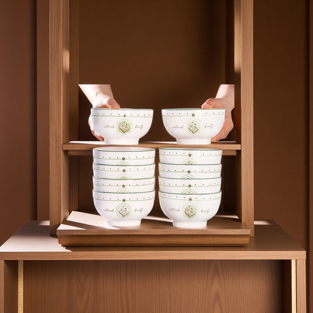 Household ceramic bowl 5-inch rice bowl, high appearance level, daily tableware, essential for dining tables, 2025 new style porcelain bowl, general merchandise details Picture