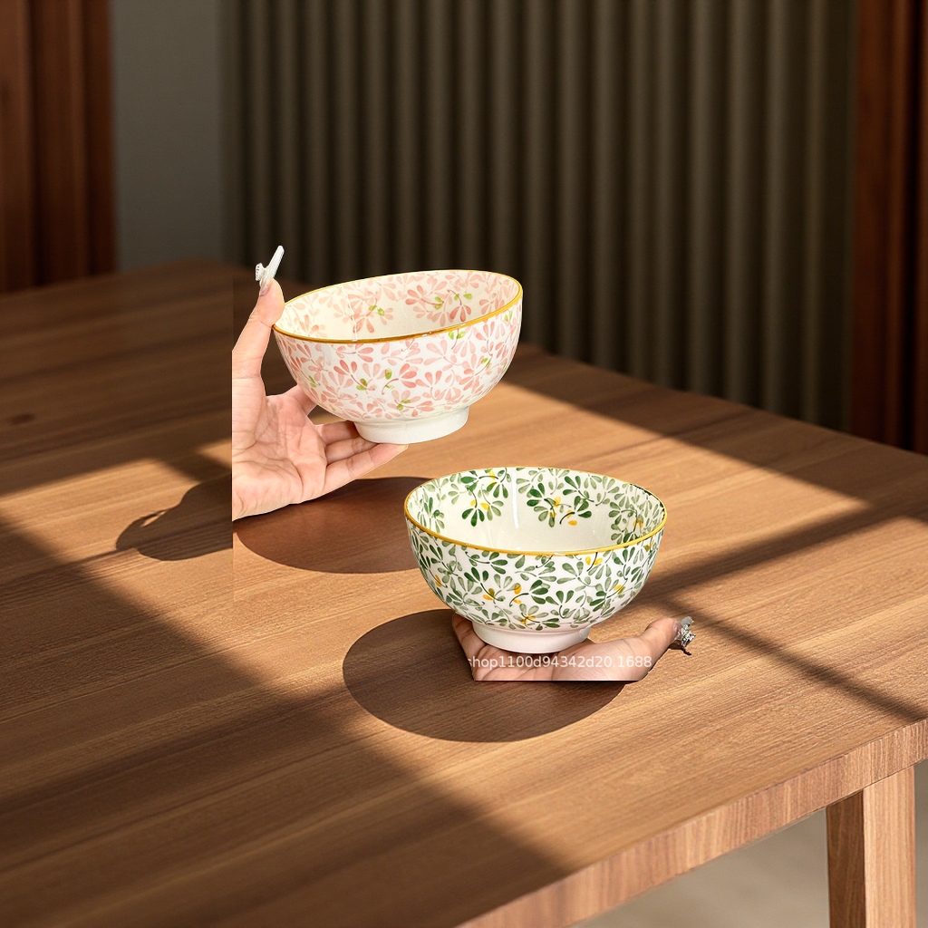 Ceramic ramen bowl 2025 new model household salad soup bowl 6-inch underglaze color high-footed rice bowl, daily-use tableware Specification image