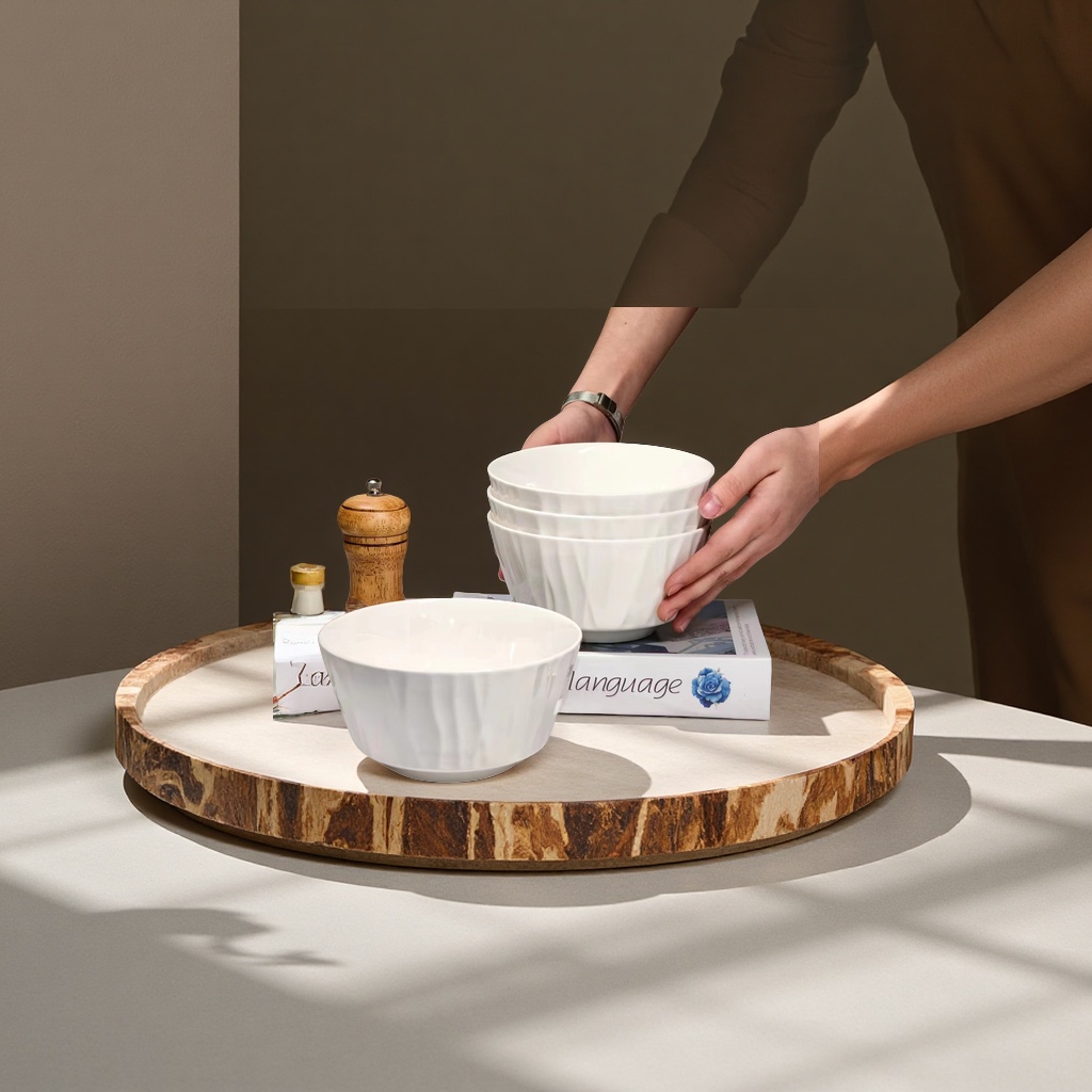 White jade glazed bowl, 6-inch Nordic minimalist style underglaze color safe and healthy porcelain daily tableware details Picture