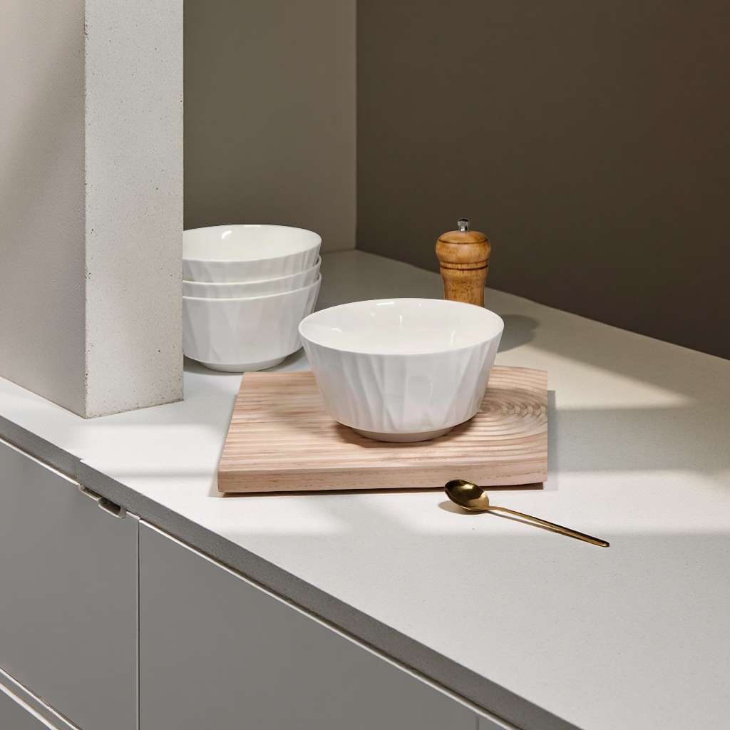 White jade glazed bowl, 6-inch Nordic minimalist style underglaze color safe and healthy porcelain daily tableware Application Scenario