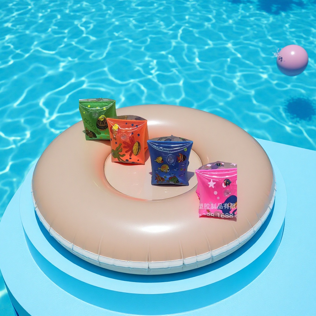 厂家批发儿童水上玩具海豚水袖加厚PVC浮游双气囊运动户外游泳圈