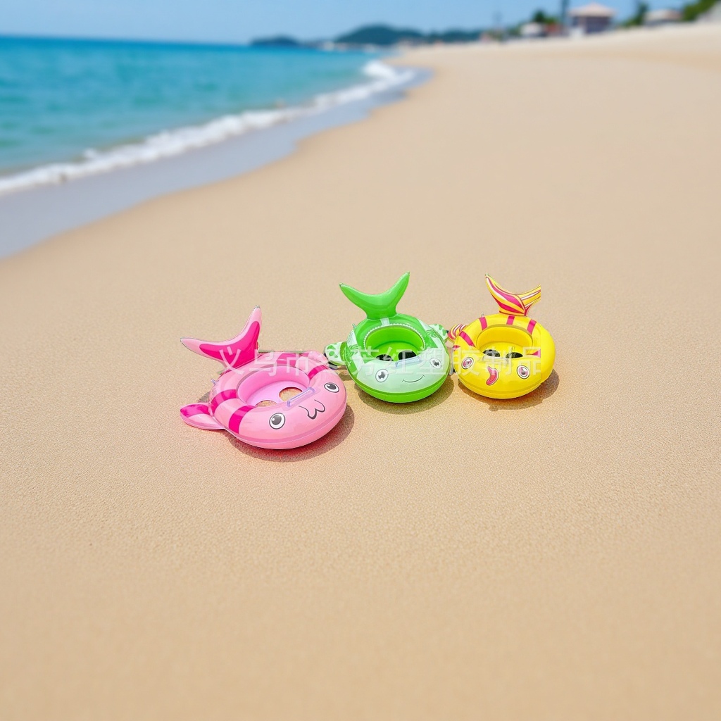 厂家直供新款PVC可爱表情充气儿童游泳圈动物座圈带把手运动户外游泳用品