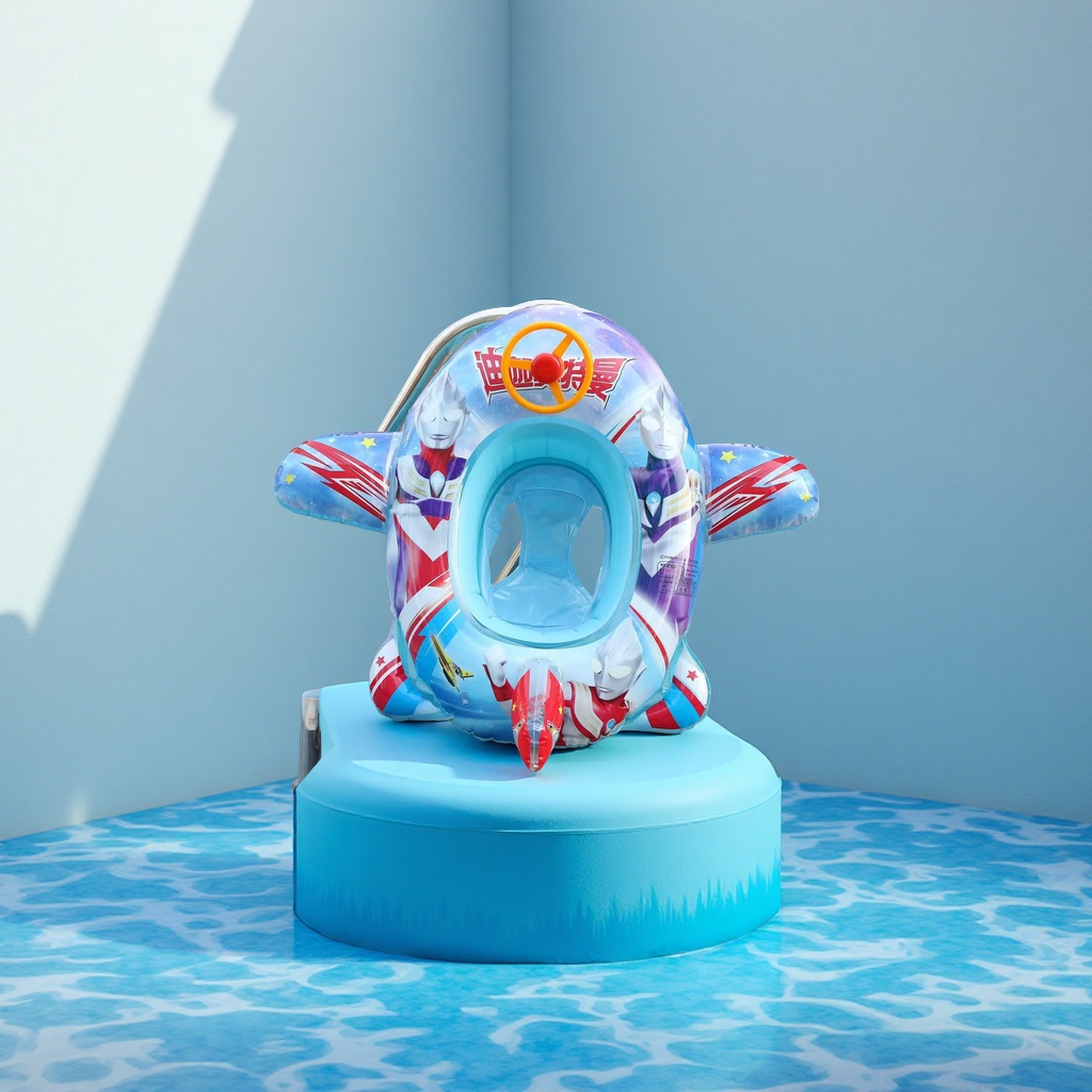 厂家现货新款冰雪奇缘奥特曼草莓熊儿童水上充气坐艇游泳圈批发卡通气模玩具
