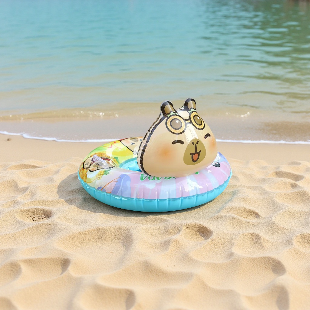 厂家直供新款儿童卡通卡皮巴拉泳圈带头圈裤裆圈充气玩具批发现货正版授权