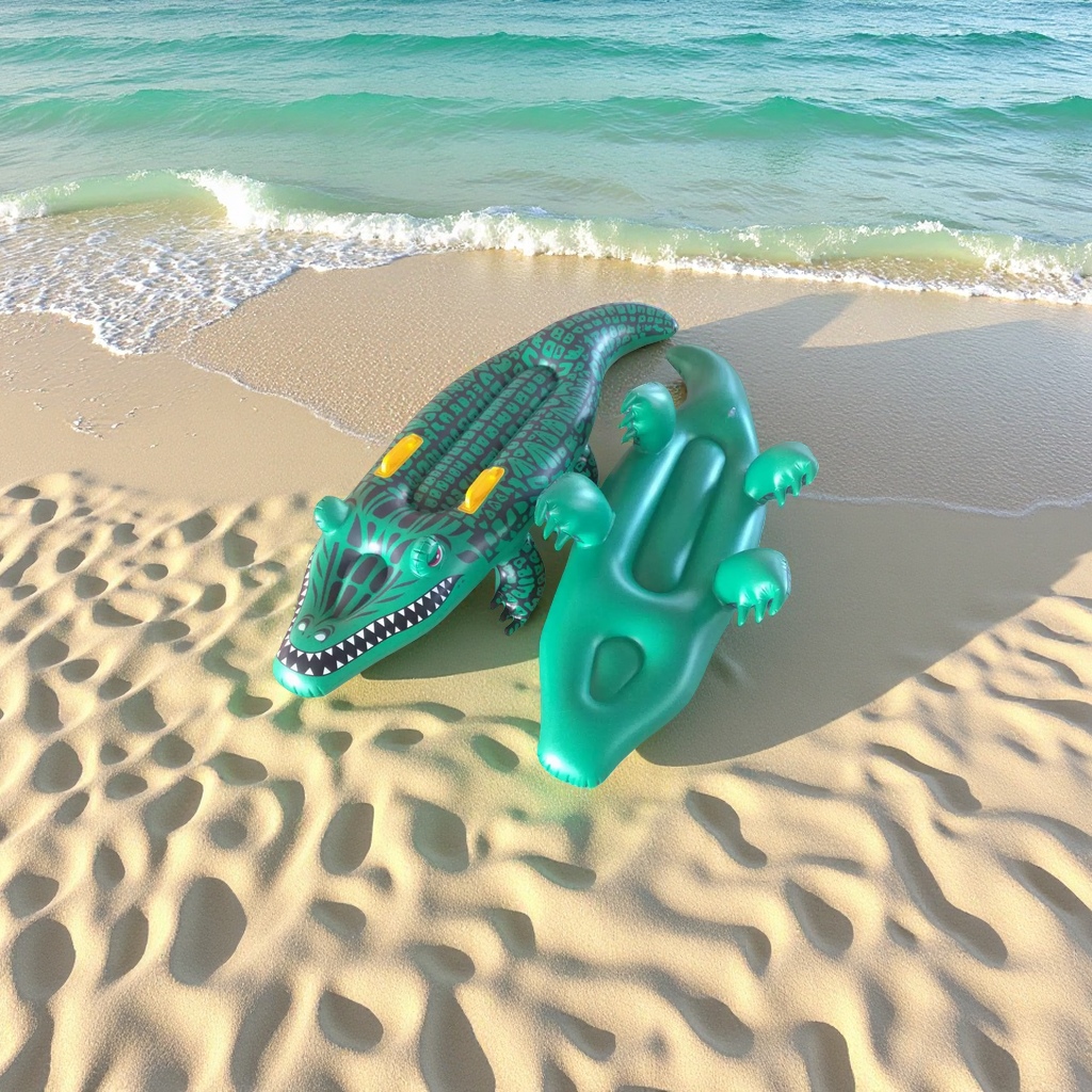 厂家直供超大充气PVC水上动物造型网红坐骑鳄鱼水上大人浮床泳圈涉水运动用品充气床充气浮排