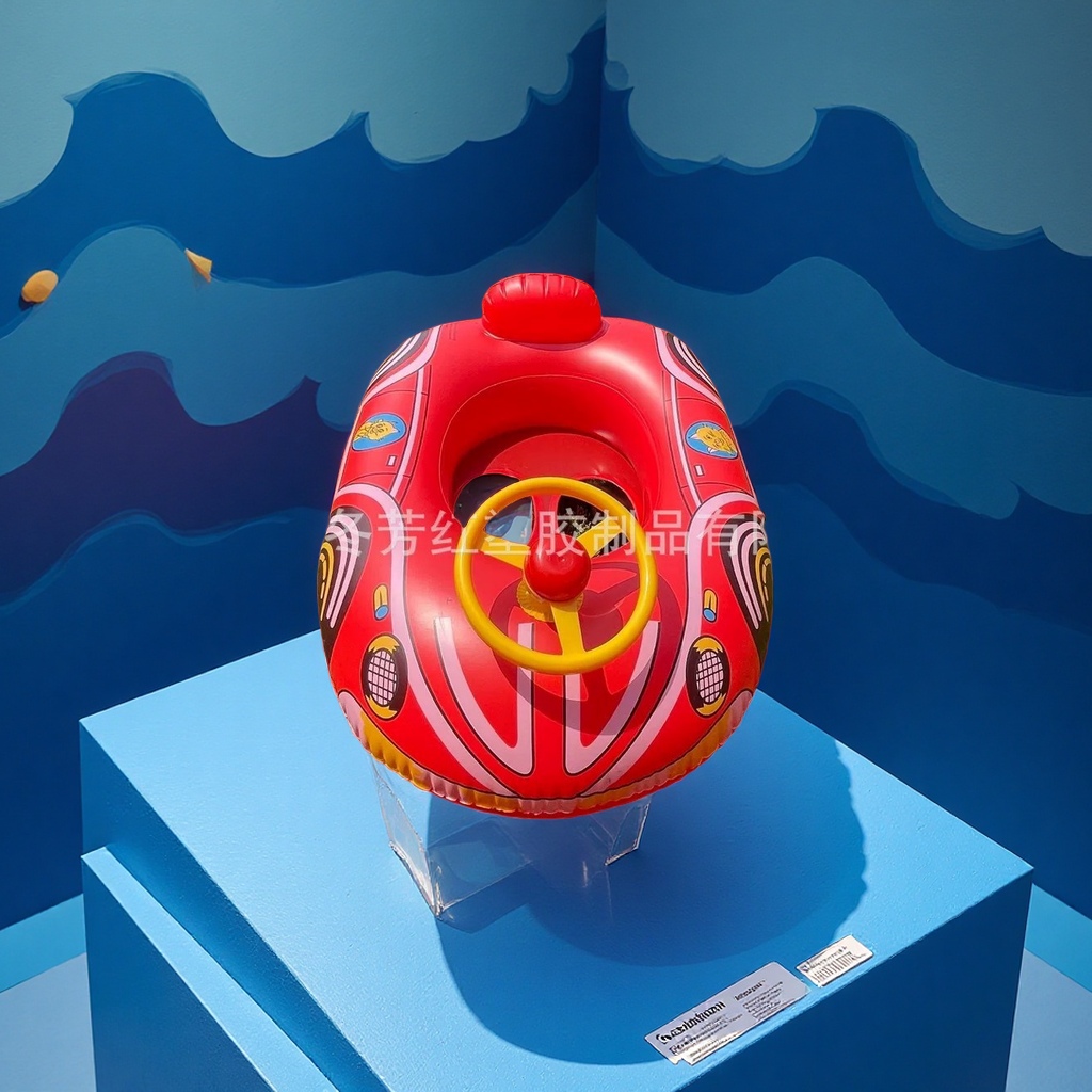 厂家直供新款热销宝宝游泳艇儿童座圈加厚带喇叭方向盘充气小游艇运动户外游泳用品游泳圈产品图