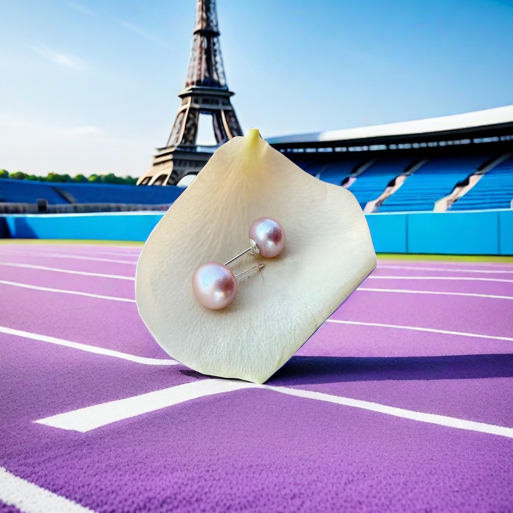 天然珍珠耳饰实物图