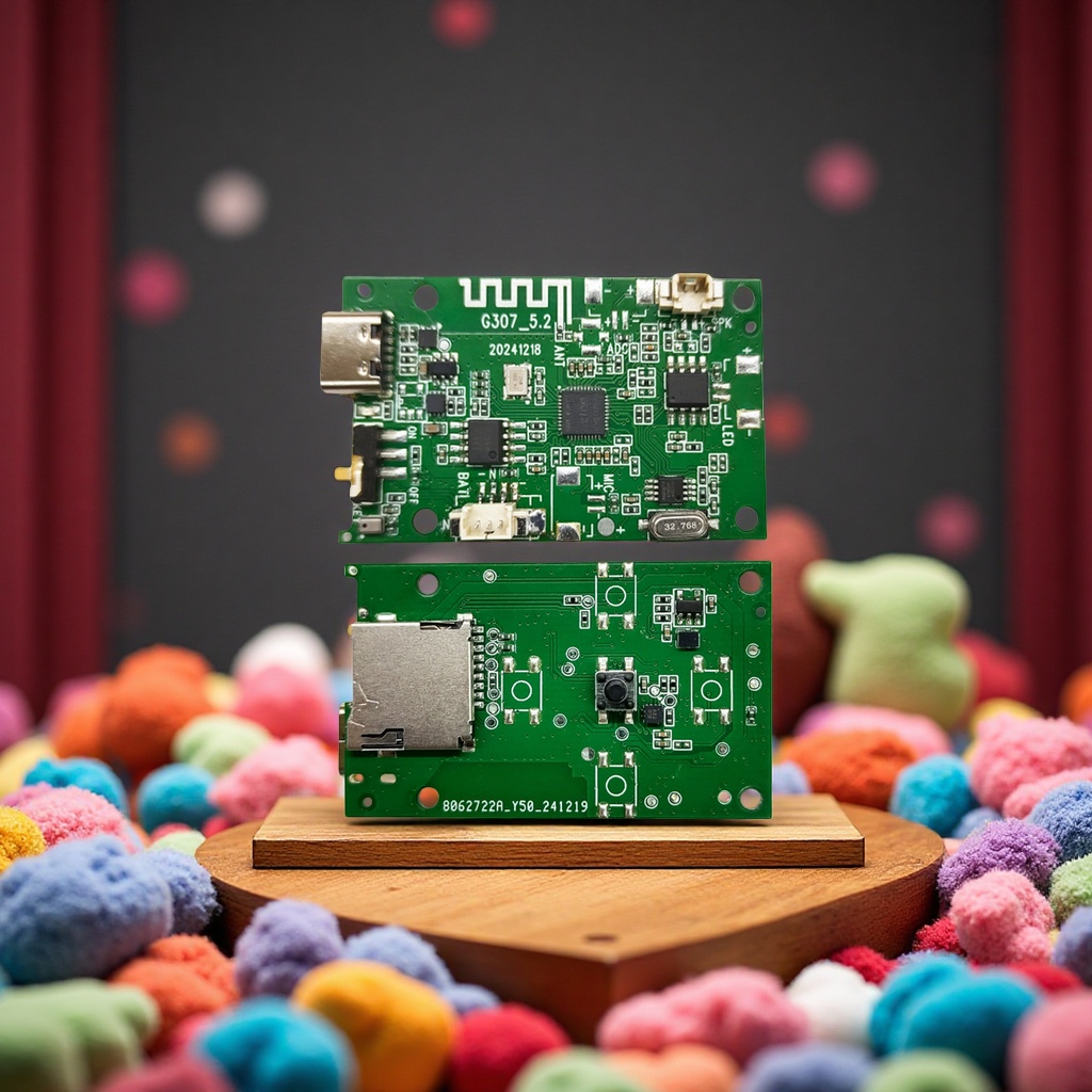 谷萌宝授权智能对话毛绒玩具机芯AI盒子PCBA开发定制电子元器件PCB电路板产品图