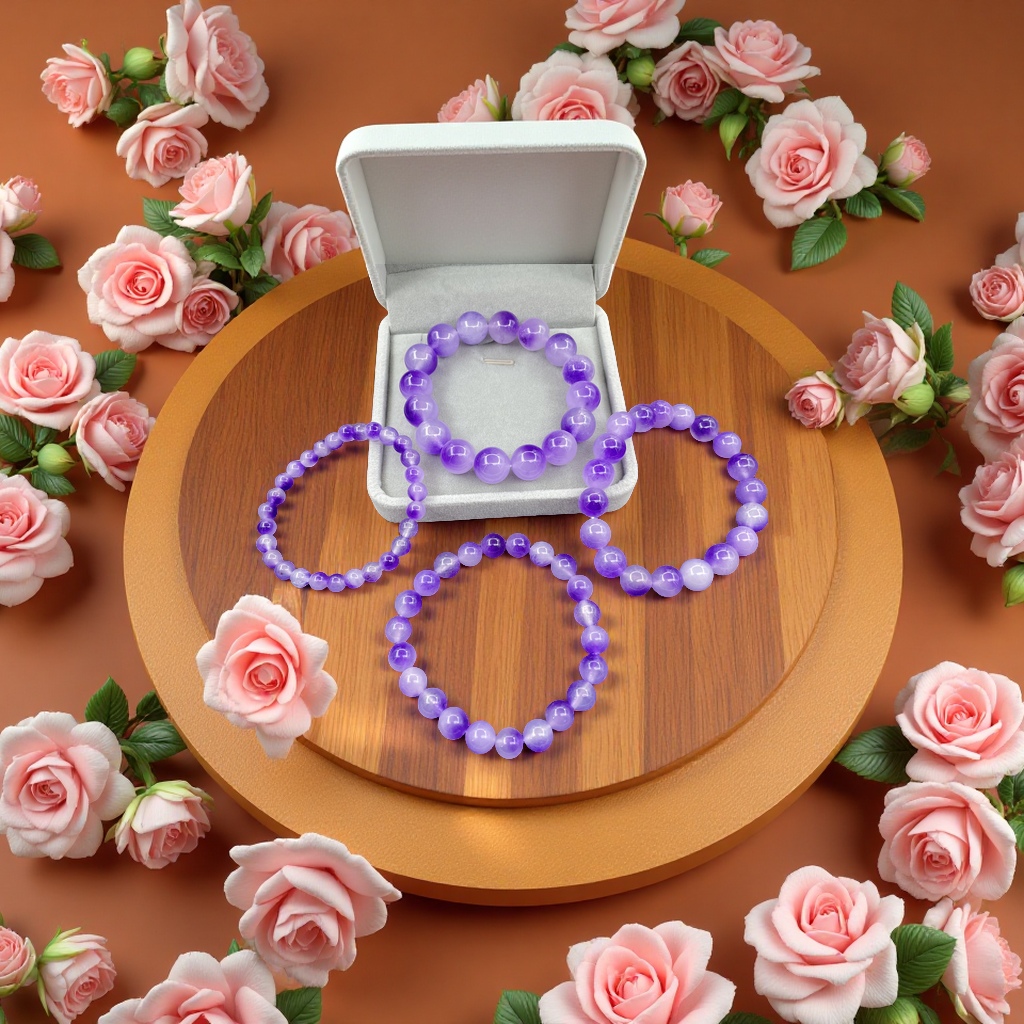 紫飘花玉石手链天然玉饰品手工编织女士时尚简约佩戴优雅礼物