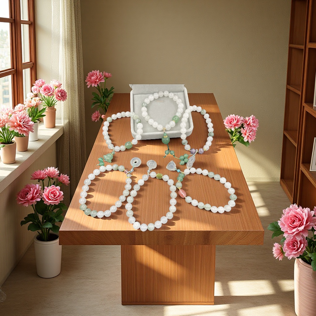 天山翠百搭手链时尚简约手饰天然玉石手链女学生情侣款手链配饰礼物