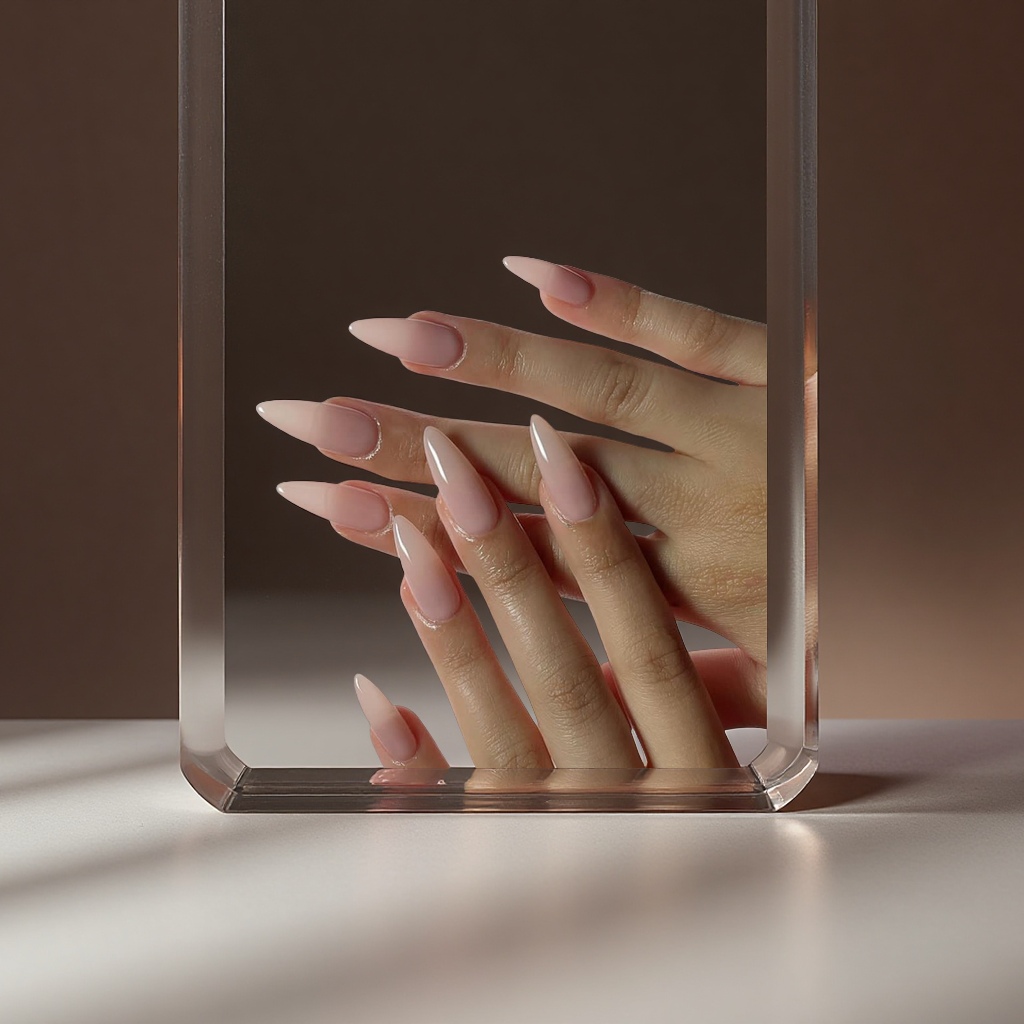 爆款穿戴甲美甲成品片杏仁型渐变冰透裸色可拆卸指甲贴美容护肤彩妆美甲工具套装