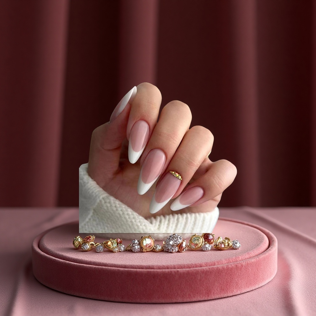 甲片成品钻款杏仁形ins风穿戴式指甲贴美甲片可拆卸时尚美甲工具套装