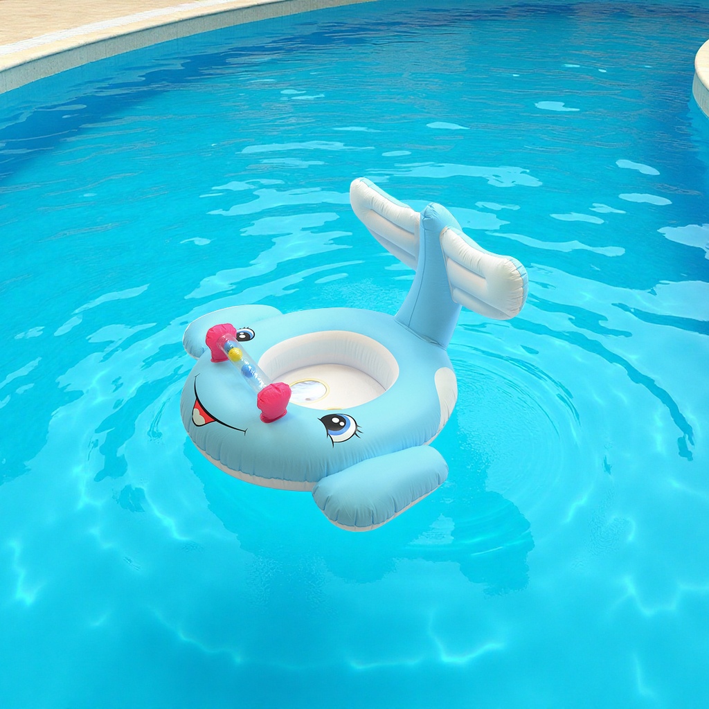 Large-tail whale boat children's inflatable seat ring with wings, anti-rolking swimming ring, baby ring wholesale cartoon inflatable toys
