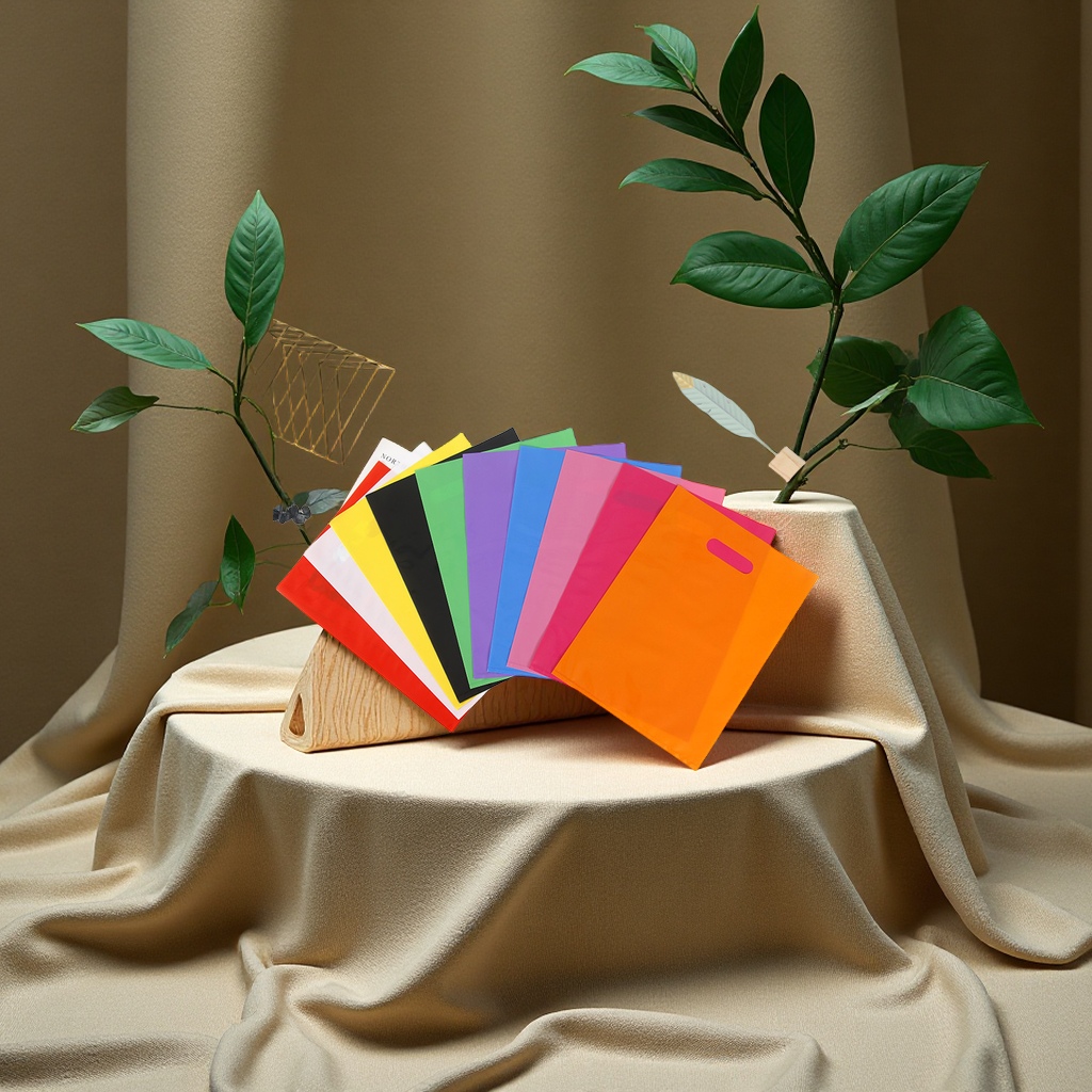 现货PE服装手提袋眼镜饰品衣物四指平口塑料购物袋可定制logo办公文化文件收纳袋