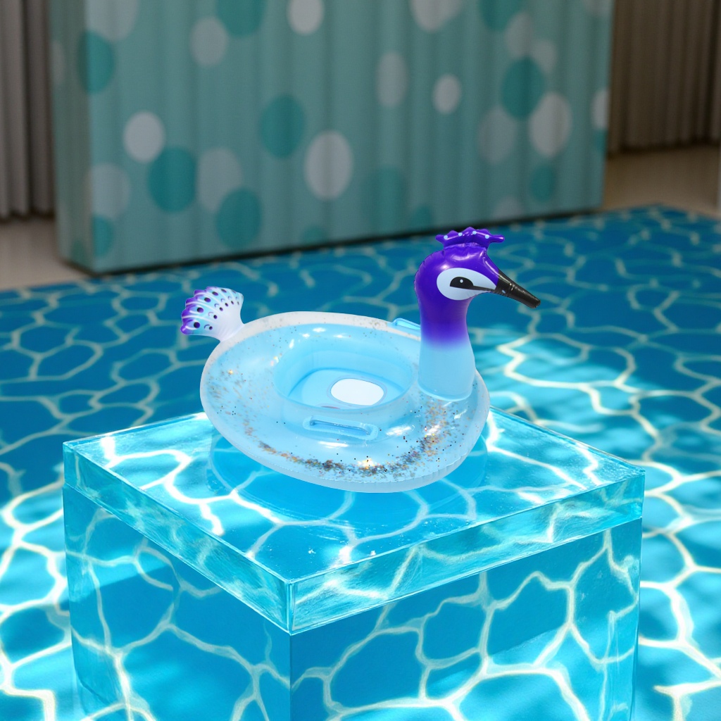 孔雀造型充气儿童游泳圈带翅膀防侧翻婴儿座圈玩具批发水上玩具