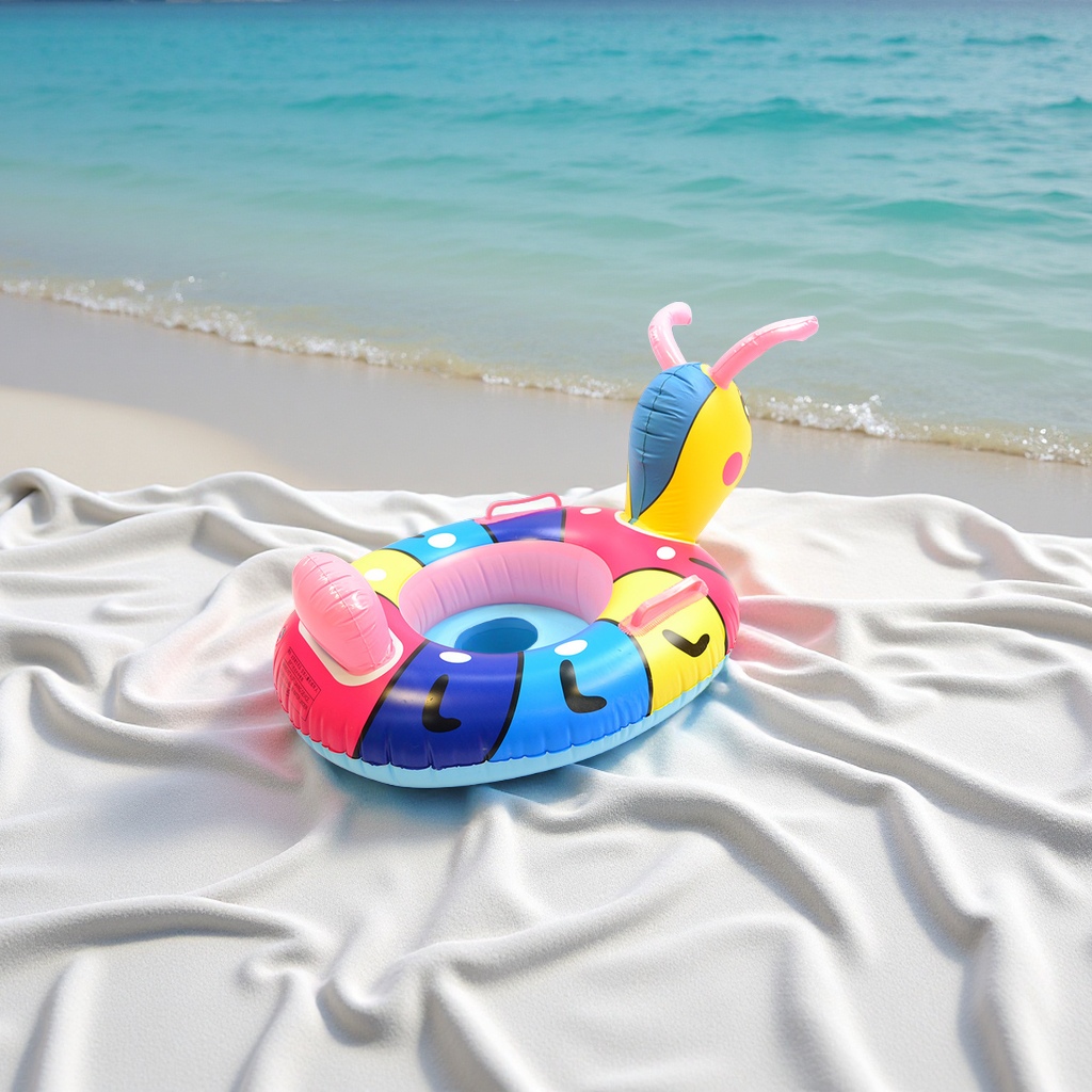 Ant Boat inflatable children's seat ring with handrails and anti-rolking baby swimming ring wholesale cartoon inflatable toy Specification image