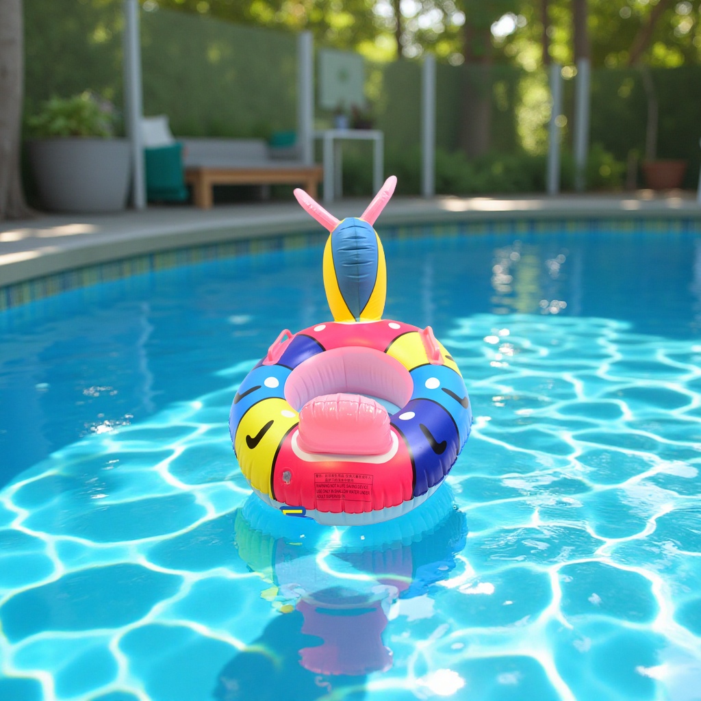 Ant Boat inflatable children's seat ring with handrails and anti-rolking baby swimming ring wholesale cartoon inflatable toy Application Scenario