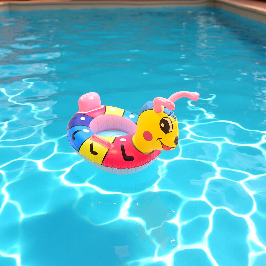 Ant Boat inflatable children's seat ring with handrails and anti-rolking baby swimming ring wholesale cartoon inflatable toy Item Picture