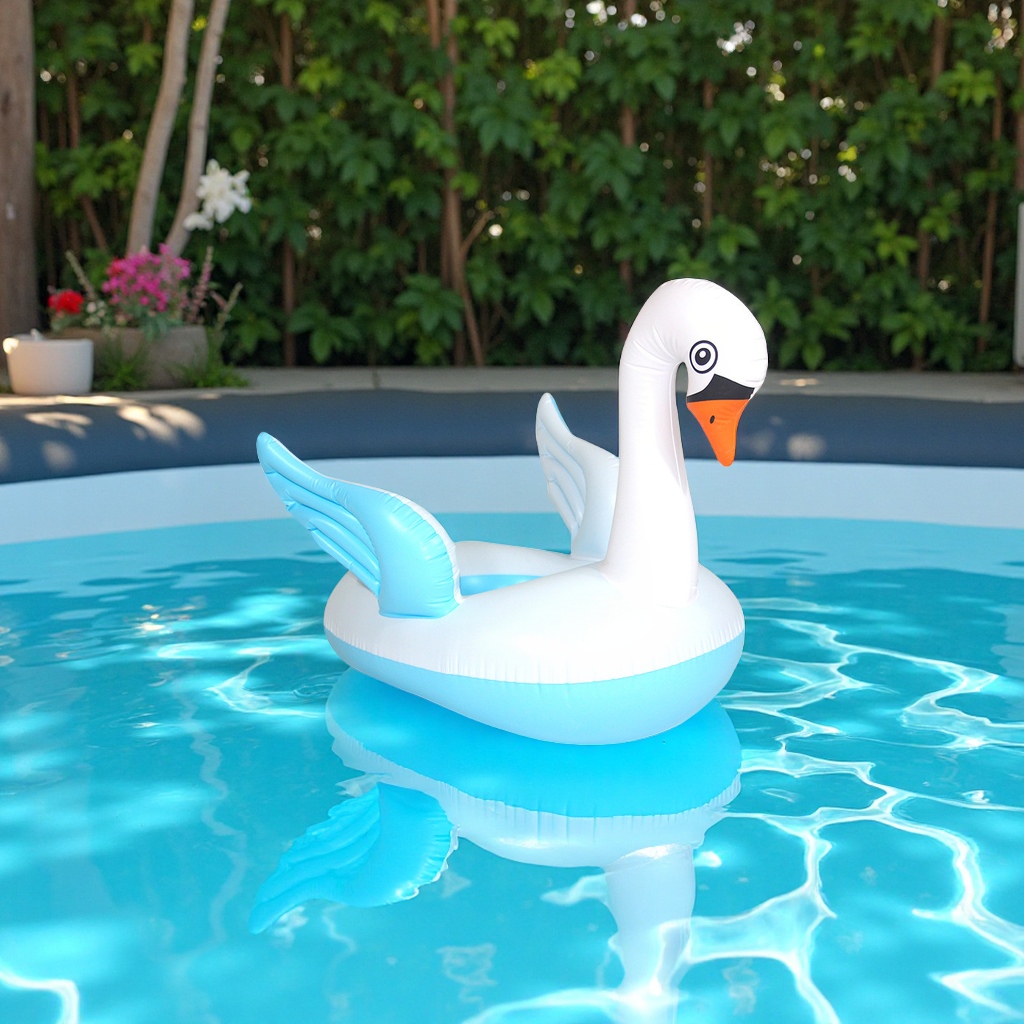 Large white goose boat inflatable children's seat rings with wings, anti-roll swimming rings, baby seat rings wholesale, outdoor sports wading products, inflatable beds, floating rafts