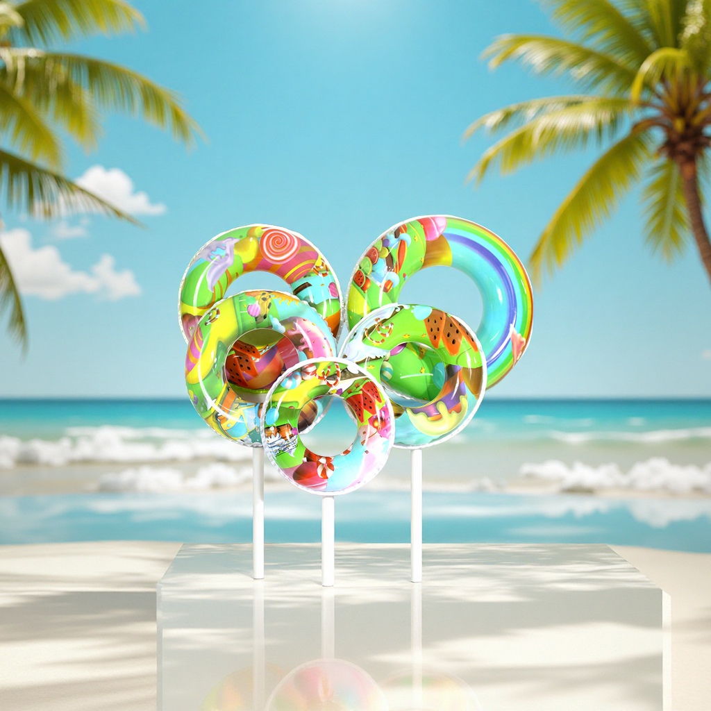 Hongyu's new inflatable stick candy children's swimming rings, watermelon style adult armpit rings, candy-colored children's swimming rings wholesale, sports and outdoor swimming products