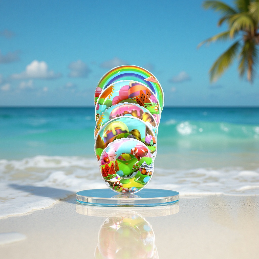 Hongyu's new inflatable stick candy children's swimming rings, watermelon style adult armpit rings, candy-colored children's swimming rings wholesale, sports and outdoor swimming products Specification image