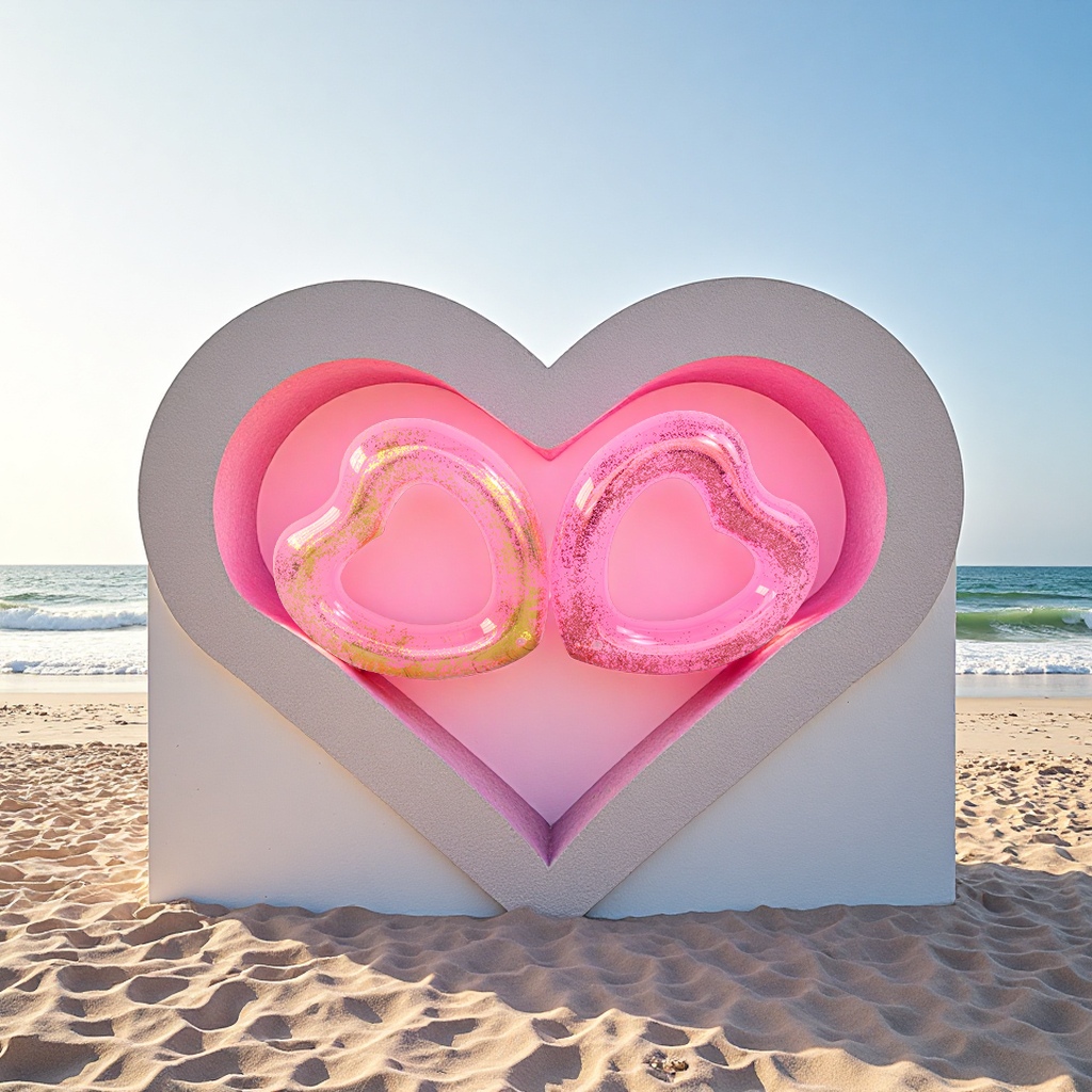 Hongyu Sequined heart-shaped adult swimming rings, large wholesale, popular semi-transparent heart-shaped swimming rings, hair accessories and headwear Specification image