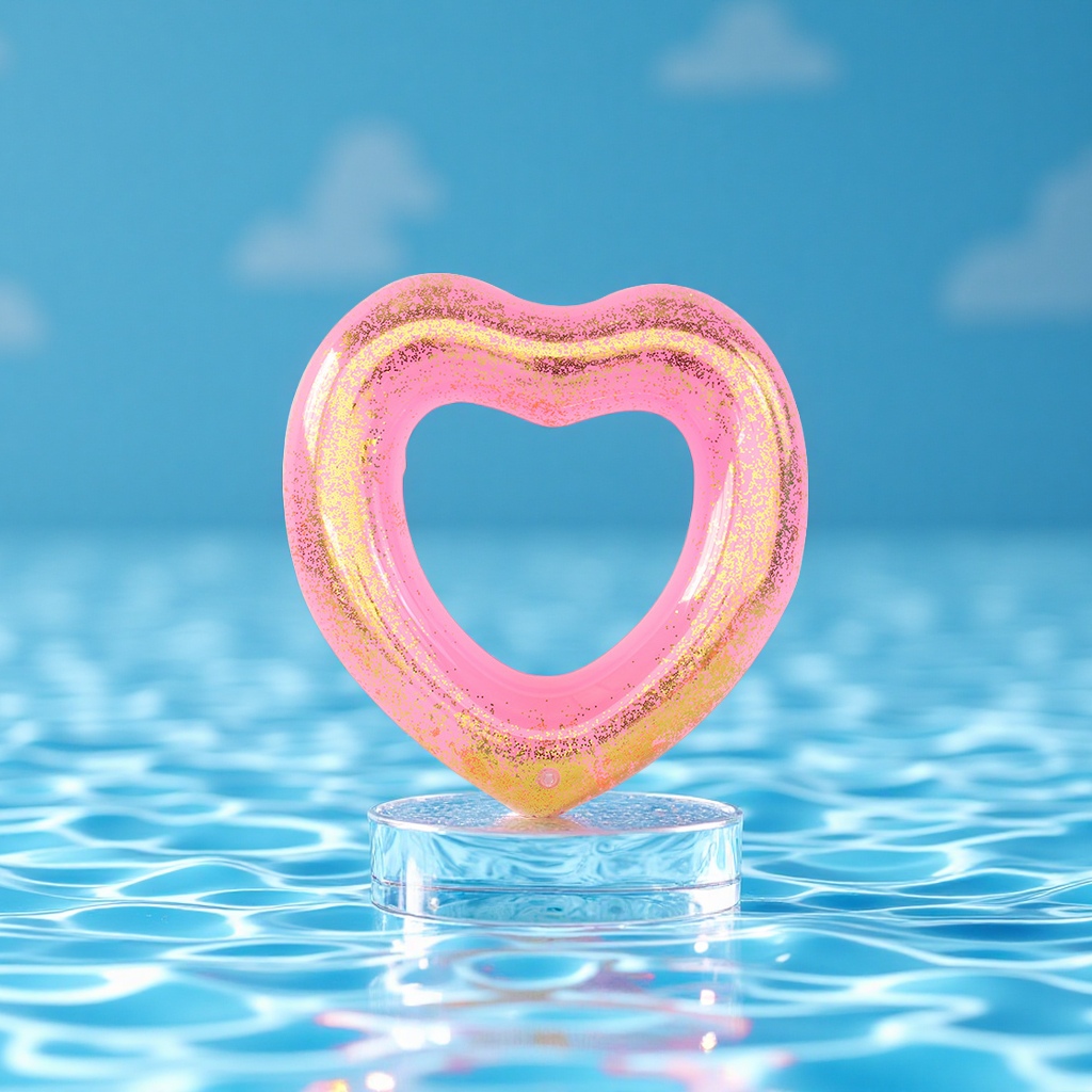 Hongyu Sequined heart-shaped adult swimming rings, large wholesale, popular semi-transparent heart-shaped swimming rings, hair accessories and headwear Application Scenario