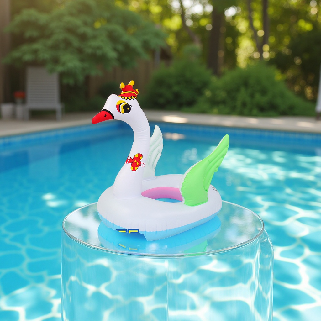 冠鹅艇水上充气儿童座圈带扶手防侧翻游泳圈婴儿坐圈批发安全耐用适用水上娱乐