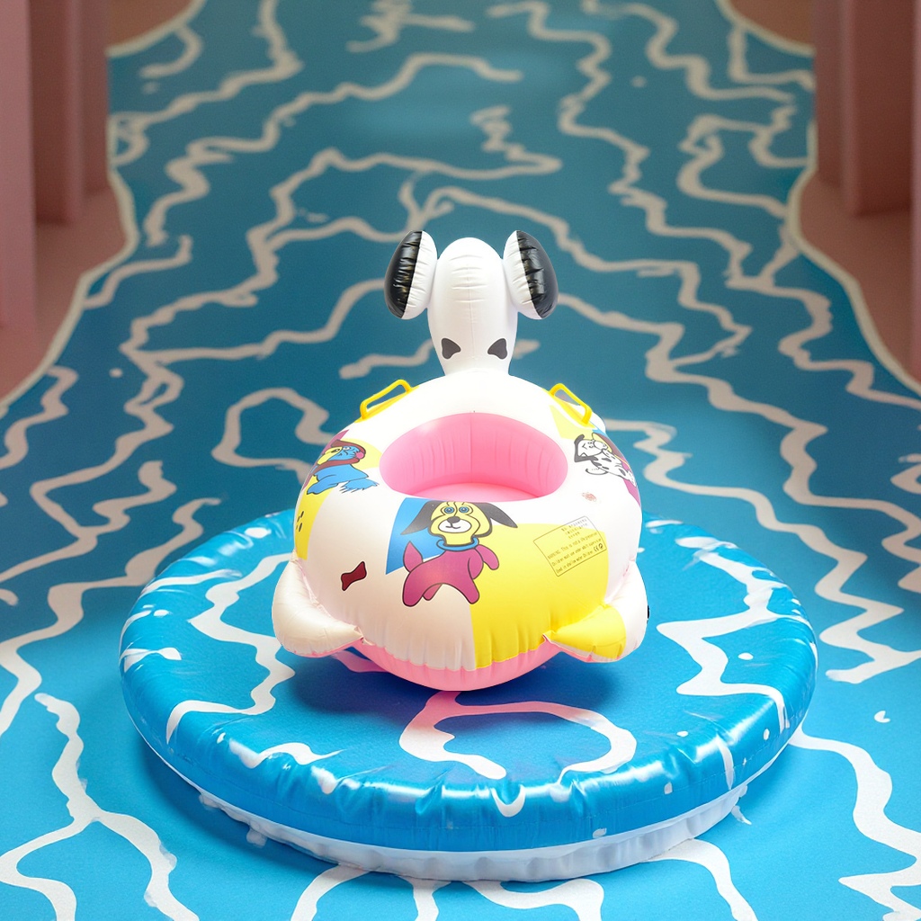 Colorful dog boat inflatable children's swimming rings with handrails and anti-rolled-over baby seats wholesale cartoon inflatable toys Specification image
