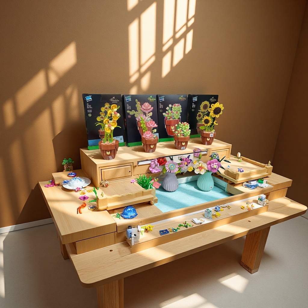 Children's building block table, soft building block model toys, children's amusement facilities, gift sets, educational assembly and creative toys details Picture