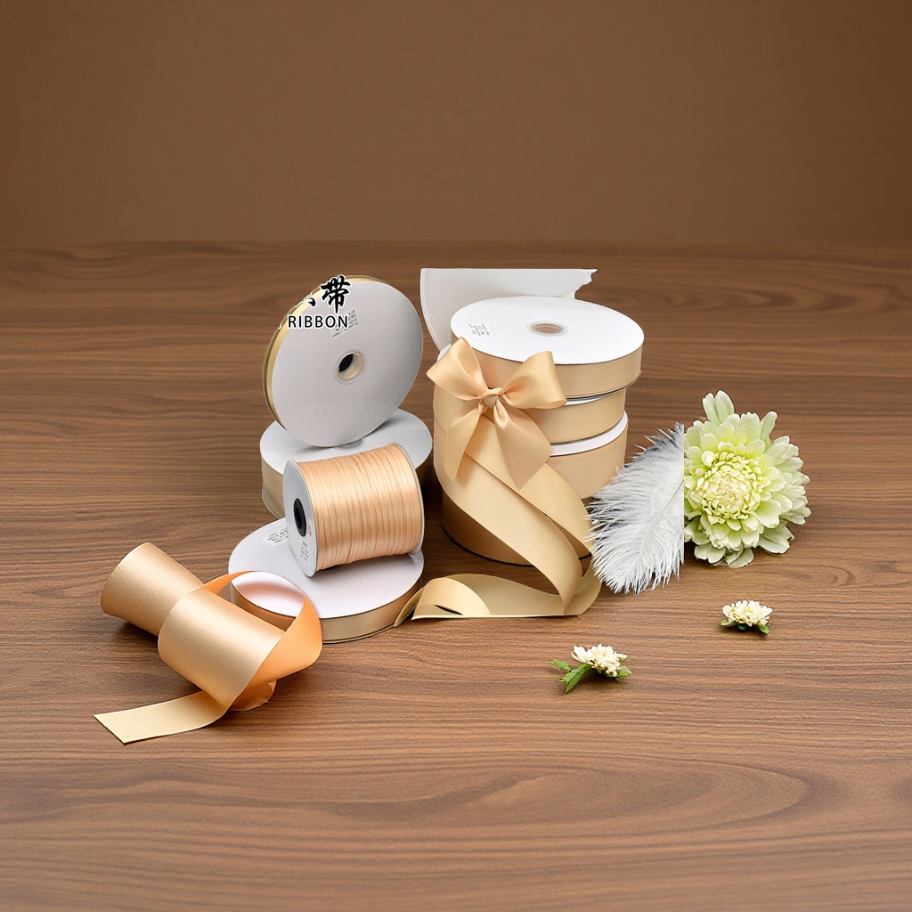 Hanfan champagne-colored ribbons, 0.3 to 5CM wide, gift flower-decorated ribbons, DIY bow ribbons, colorful ribbons, clothing accessories, scarves, silk scarves, sun-protective clothing ribbons