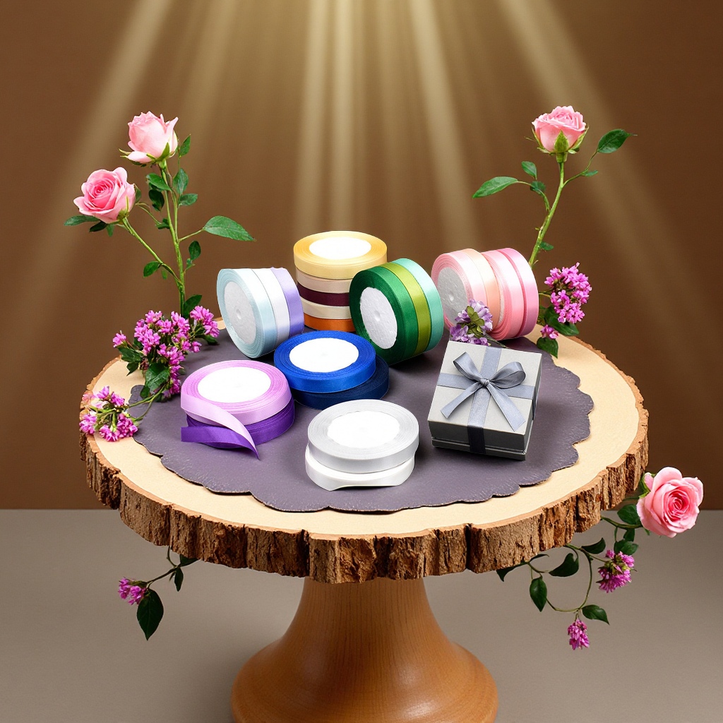 Hanyan ribbon 1.2cm colorful decorative silk ribbon early education toy packaging bouquet Christmas scarf accessories