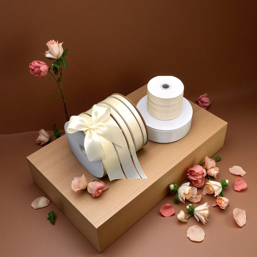 涵帆米黄色丝带0.3到5厘米宽礼品装饰手工DIY蝴蝶结彩带服装配饰围巾丝巾防晒衣绶带