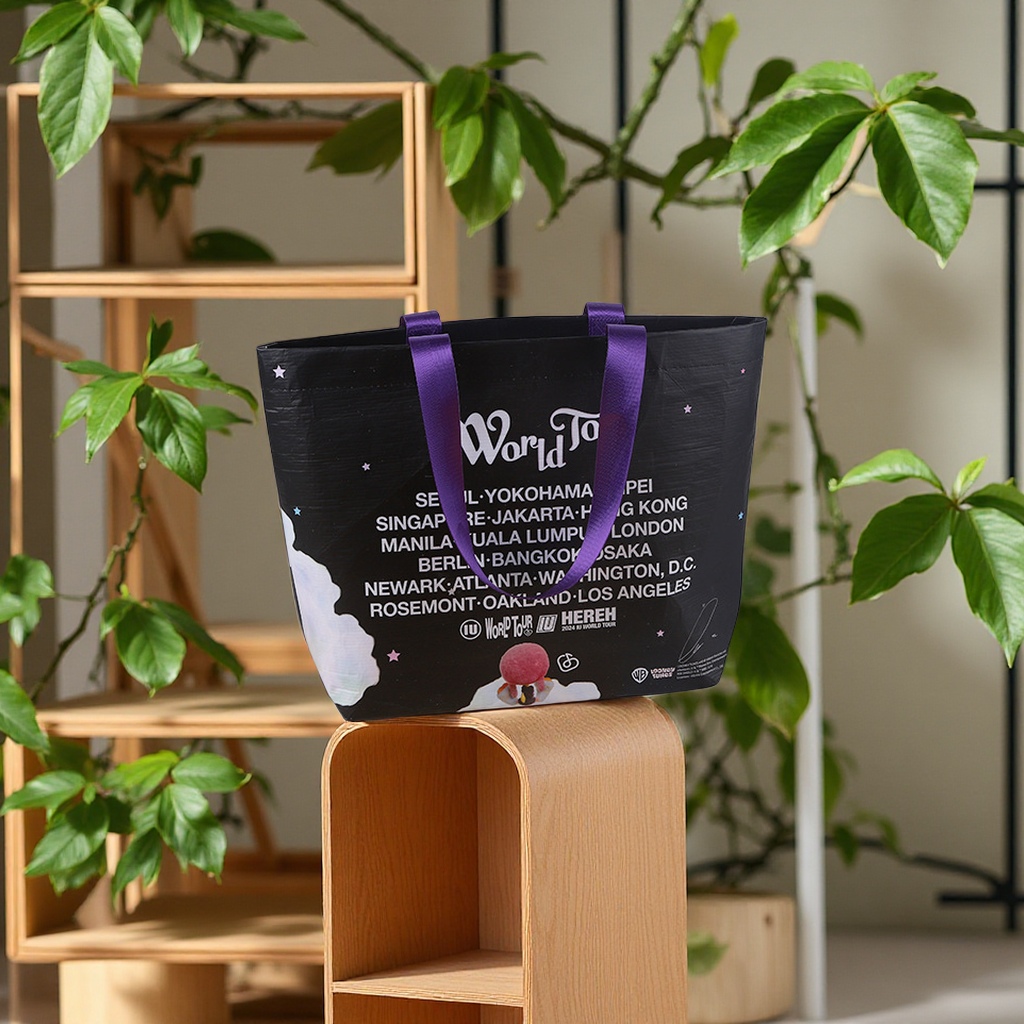 Lixin Fabric RPET shopping bags, Korean order eco-friendly bags, popular Korean version InS-style packaging plastic eco-friendly bags, large capacity, fashionable and durable