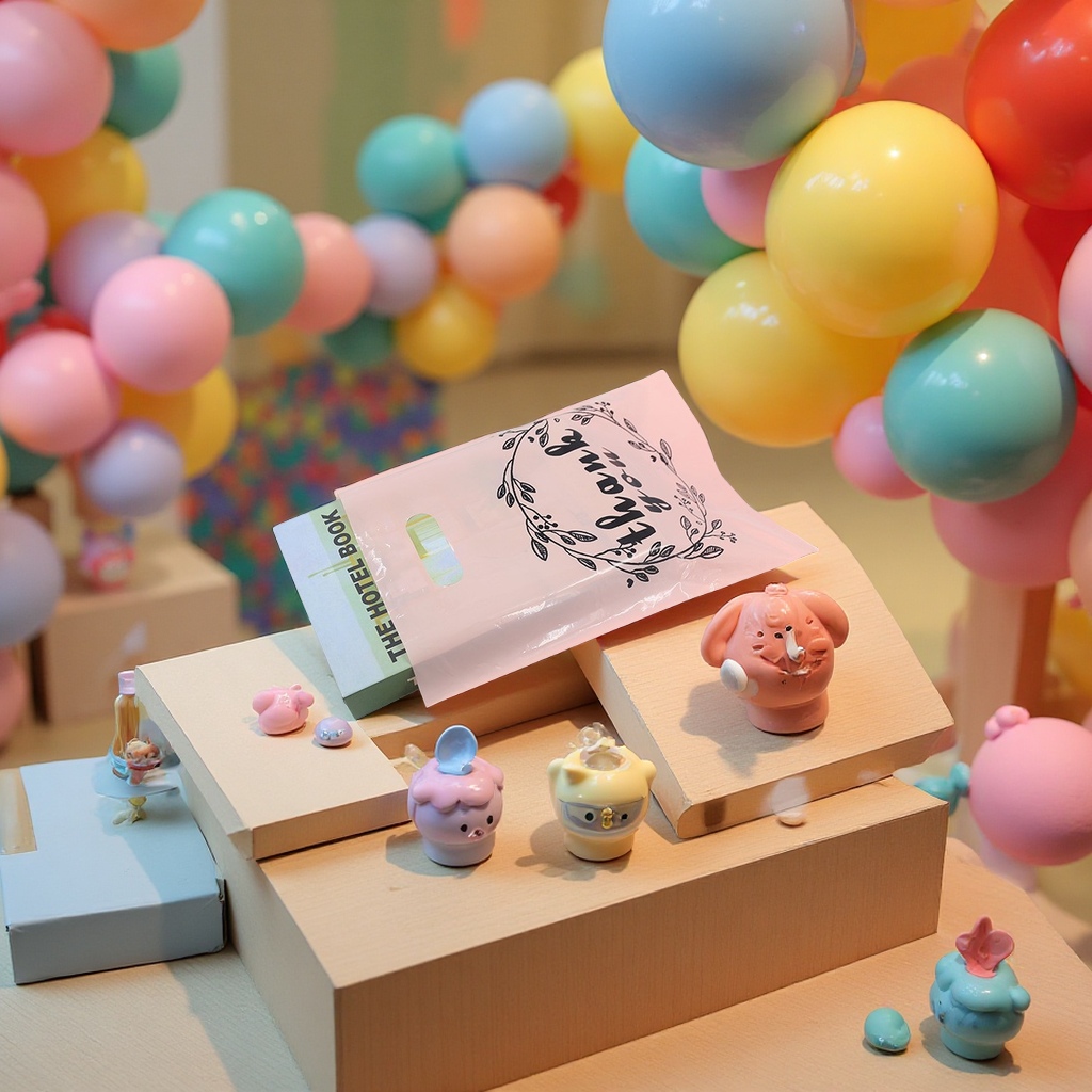 Thank you for your tote bags, cartoon color plastic bags, clothing packaging bags, flat bags, shopping bags and cute accessory bags Specification image