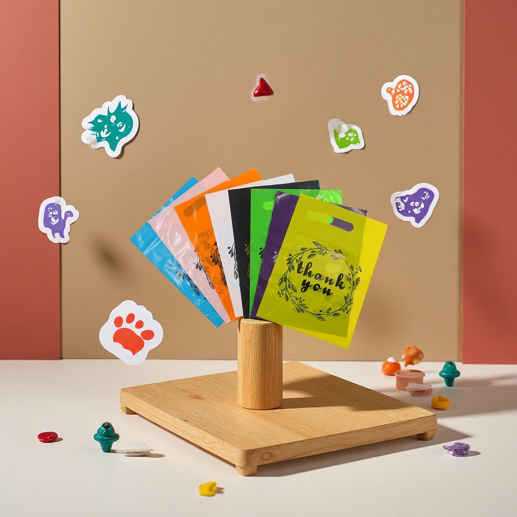 Thank you for your tote bags, cartoon color plastic bags, clothing packaging bags, flat bags, shopping bags and cute accessory bags Item Picture