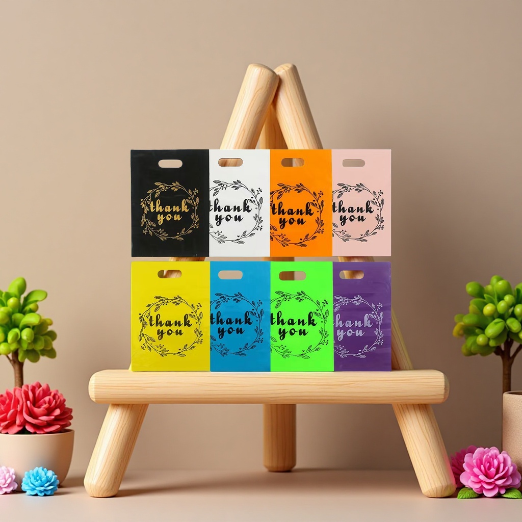 谢谢你卡通手提袋彩色饰品包装袋服装塑料袋平口袋可爱塑料袋子