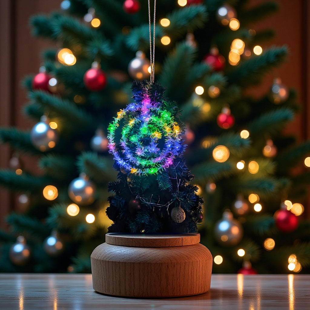 圣诞节LED灯幻彩圆形挂件五角星装饰品圣诞树装饰道具办公文化圣诞用品